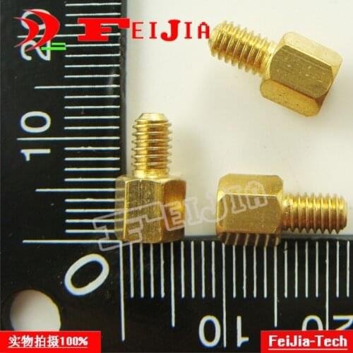10PCS/LOT M4*6+6mm hexagonal copper pillars single head interval columns Brass Hardware Fasteners Bolts