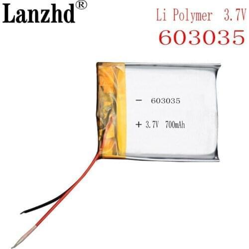 100PCS worksPolymer battery 700mah 3.7 V 603035 Li-ion battery replacement in the video recorder dvr bluetooth column