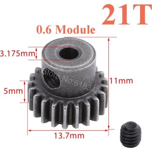 11181 Metal Motor Gear 21T Pinion HSP 1/10 Parts For Electric RC Monster Truck Buggy Hobby Baja Redcat Racing Amax 94111