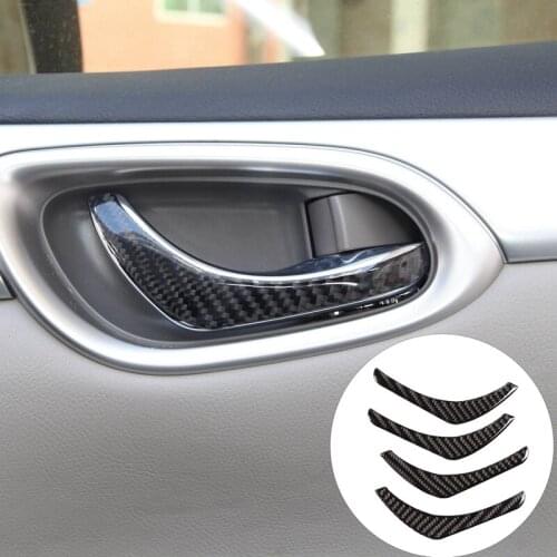 4Pcs Carbon Fiber ABS Interior Door Handle Trim Decoration Stickers for Nissan Sylphy 2016-2019 Car Stylings