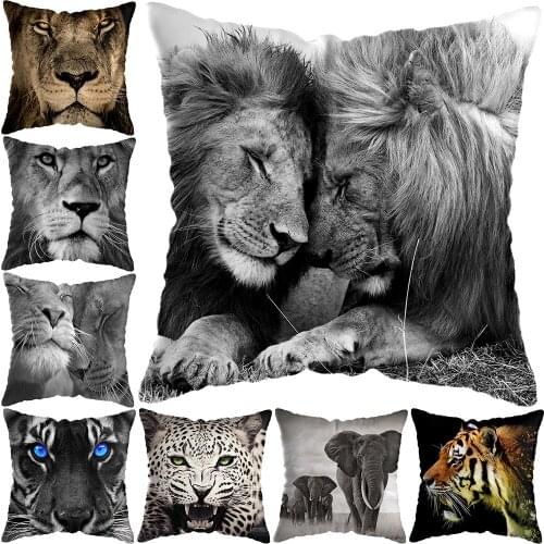 45x45cm Wild Animals Lions Tigers Cushion Cover Pillow Case Decorative Wild Animals Lions Pillow Cover Sofa Chair Pillow Case
