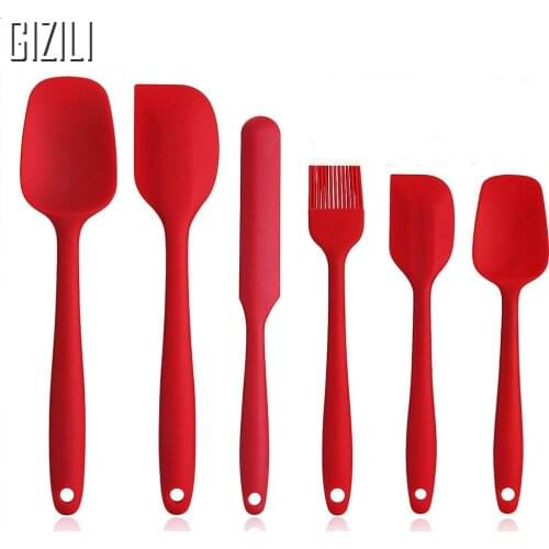 6 Pcs Silicone Spatula Sets Cooking Utensils Tools Scraper Spoon Brush Soft Silicone Baking and Cooking Tool Kitchen Utensils