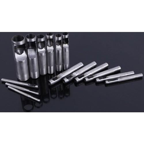 9 Pcs/set Leather Craft Steel Leather Puncher Hole Craft Kit Set Hollow Puncher Belt Drilling Tool Making Puncher Tools Suit