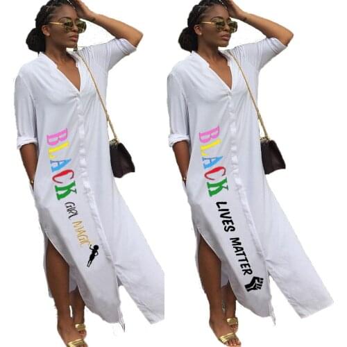 African Dresses For Women 2020 African Dress Dashiki Summer Letters Daily Long Shirt Dress Africa Ladies Robe Africaine Femme