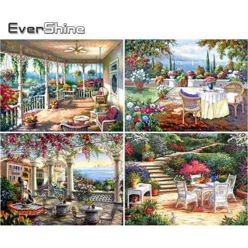 EverShine Diamond Embroidery Garden DIY Diamond Painting Full Drill Square Scenic Mosaic Cross Stitch Set Handmade Gift