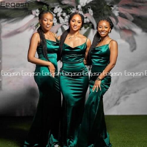 Hunter Green Bridesmaid Dresses V Neck Spandex Satin Mermaid Bridesmaid Dresses Sexy Wedding Party Bridemaid Gowns