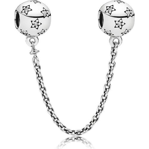 Baofu 925 Sterling Silver Safety Chain Shiny Stars Suitable For Original Female Bracelet Snake Chain DIY Fine Jewelry