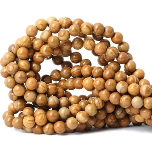 Natural Woodgrain Jasper Loose Beads for DIY Bracelet Jewelry Making