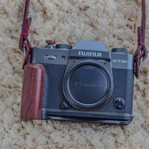 Wood Hand Grip Plate Bracket with Alum Base Plate Bracket For FUJI XT30 Fujifilm X-T30