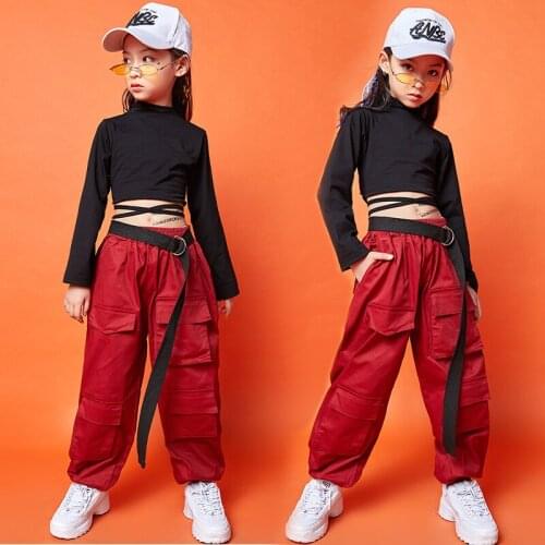 Kids Hip Hop Clothes For Girls Jazz Street Dance Costume Children Sweatshirt Pants Set Stage Outfit Ballroom Dancewear SL1974