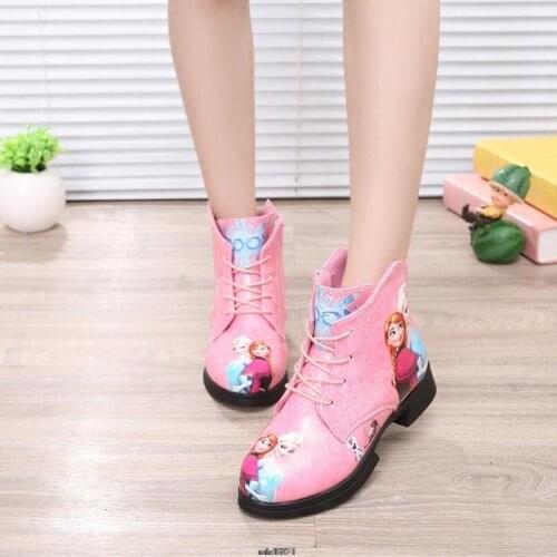 Disney Children Princess Frozen shoes girl Fashion Boot Autumn Winter girl shoes boots Elsa kids shoes martin boot birthday gift