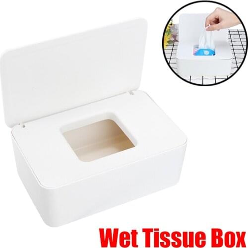 Wet Wipes Dispenser Holder Home Office Dustproof Tissue Storage Box Case With Lid White Tissue Boxes