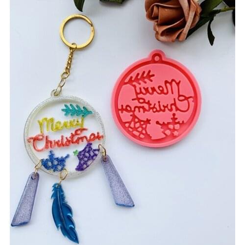 Shiny Glossy Resin Molds Christmas Keychain Silicone Mold DIY Keychain Pendant Jewelry Epoxy Resin Crafting Molds