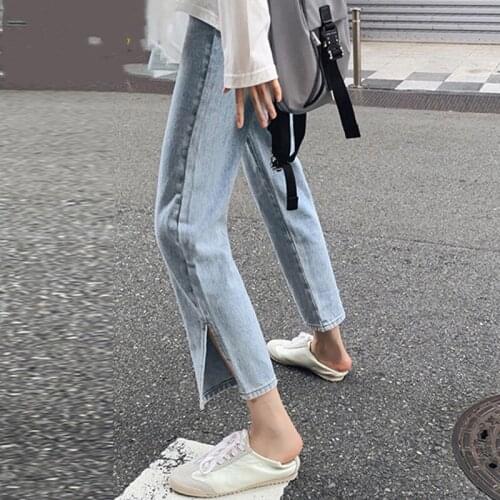 Pregnant womens Jeans Tide Moms Wear Fashionable Trousers Loose-cut Nine-legged Pants Spring and Autumn 2021