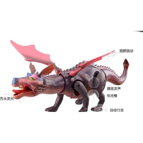 The Electric Fire Dragon Simulation Animal Toy Dinosaur Red Wings Acousto-optic Toys For Children Unisex Electronic Sounding