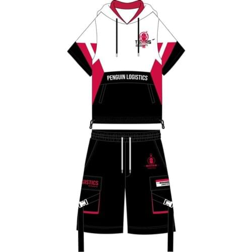 Anime Arknights Texas Cosplay Summer Fashion Hooded T-shirt Men Women Cotton Short Sleeve Tee Tops Casual Shorts Set Student