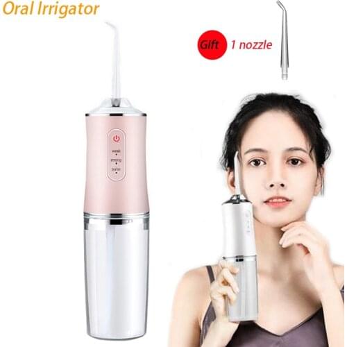 Household Oral Irrigator USB Rechargeable Water Flosser Portable Dental Water Jet 300ML Water Tank Waterproof Teeth Cleaner