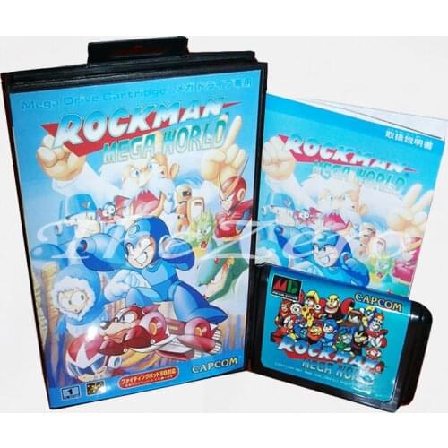 Memory Card RockMan Mega World With Box and Manual Book for 16 bit Sega Megadrive Video Game Card MD for Genesis mortal