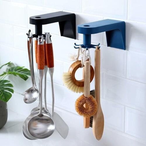 Kitchen Rotating Hook Wall Shelf Spatula Spoon Storage Rack Storage Organizer Home Accessories Magic Hooks Hanger