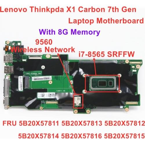Lenovo Thinkpad X1 Carbon 7th Gen laptop motherboard CPU:i7-8565U RAM: 8GB FRU 5B20X57811 5B20X57813 5B20X57812 5B20X57814