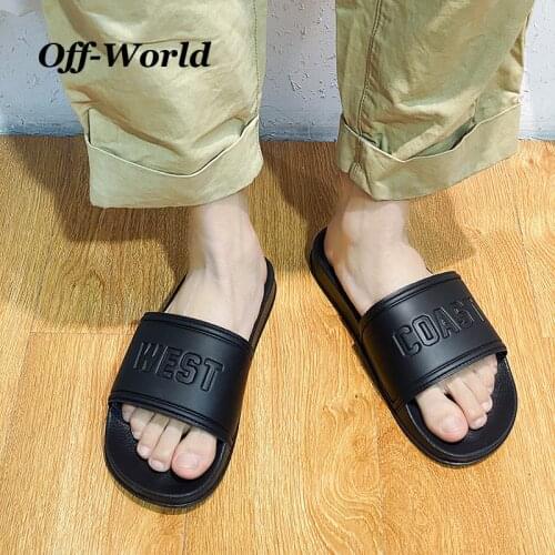 Summer Men Outdoor Slippers Letter Clogs Flip Flops Casual Rubber Slippers For Male Indoor Home Slides Mens Beach Sandal