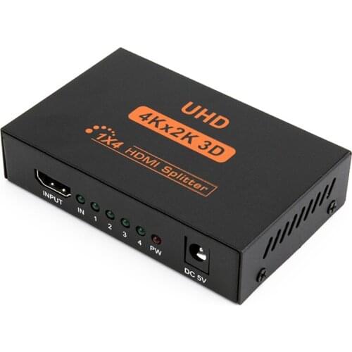 Mini 4K*2K HDMI Connector 1 in 4 out HDMI Splitter 2 Ports Hub Repeater Amplifie for HDTV,STV,DVD, projector factory