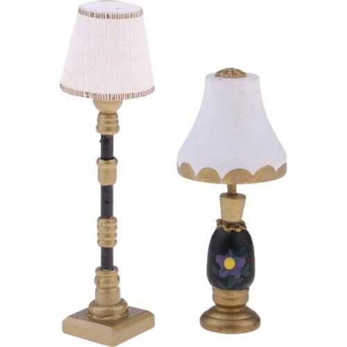 1/12 Dollhouse Miniature Furniture Bedside Lamp Floor Lamp & Table Lamp Light Model Mini Doll House Decor Accessories