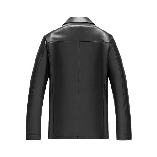 Men Suit Collar Genuine Real Sheep Leather Jacket H9977
