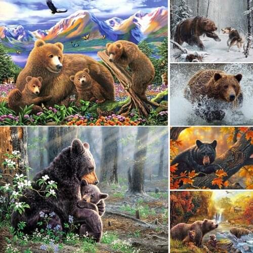 DIY 5D Diamond Painting Bear Set Cross Stitch Kit Full Square Diamond Embroidery Mosaic Animals Picture Rhinestones Decor Gift