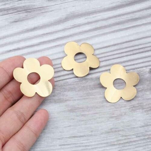 10pcs Raw Brass Flower Charms Pendant Connectors DIY Bracelet Necklace Jewelry Findings Making