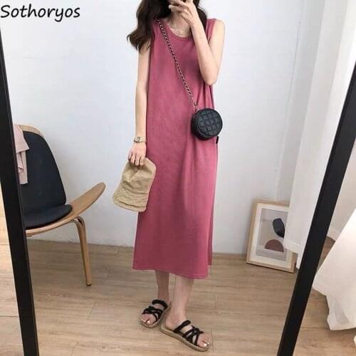 Nightgowns Women Comfortable Sleeveless Round Neck Solid Simple Design Japan Style Females Sleepwear Clothes Loose Summer Trendy