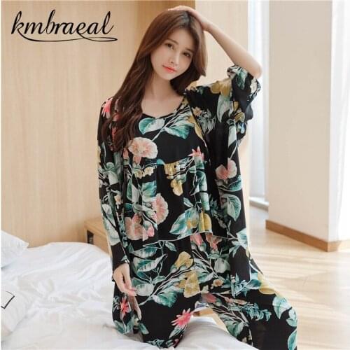 Sleepwear Womens Cotton Silk Three-piece Easy Big Yards Pajamas Condole Belt Pants Robe To Wear Fashionable Household To Set