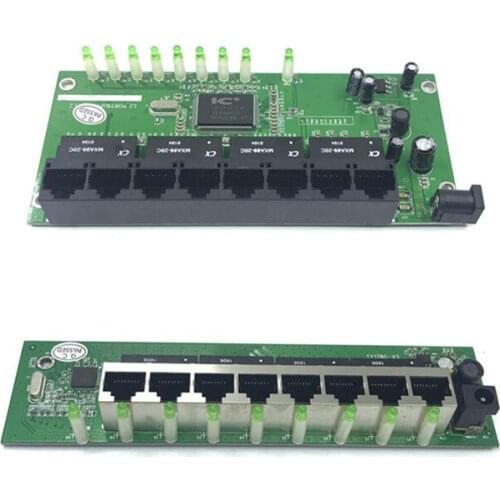 OEM 10 / 100mbps RJ45 8 Port Fast Ethernet Switch module Lan Hub US EU Plug 5v Adapter Power Supply Network Switch motherboard