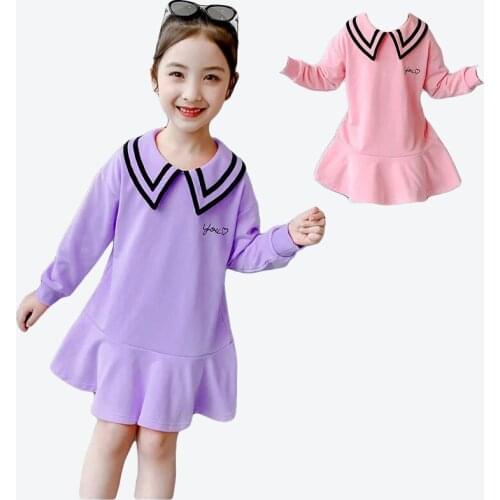 Girls Dresses Autumn Teenagers Long-Sleeved Dress Fashion Casual Cotton Princess Dress 2021 Children kids Sportswear Clothes