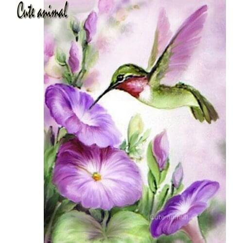 Full Square Round drill diamond Painting Hummingbird flower bird 5D DIY diamond embroidery puzzle diamond mosaic Decoration gift