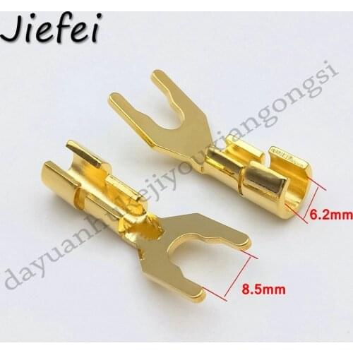 20-200Pcs Wholesales 24K Gold Plated Y Shape Fork Banana Male Connector Banana Plug Speaker Plug Audio Adapter