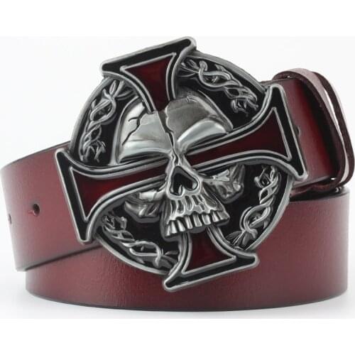 Ghost Head Belt Buckle Leather Belt Skull Desinger for Men Unisex Fashion Belts