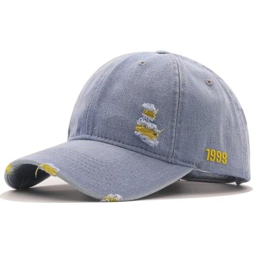 Simple Candy colors Snapback Womens Distressed Hole Embroidery Baseball Cap For Men Female Outdoor Leisure Cowboy Hat