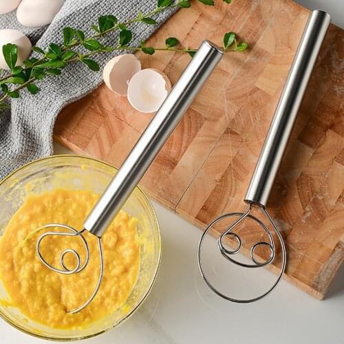 Handheld Flour Whisk DIY Baking Cake Bread Manual Egg Beater Stainless Steel Flour Dough Coil Stirrer Egg Mixer Tool