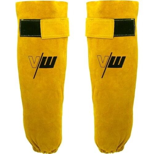 Welder Arm Protective Sleeve Cowhide Leather Resistant Cotton Sleeves for Arc Welding Plasma Cutting Working Sleeves