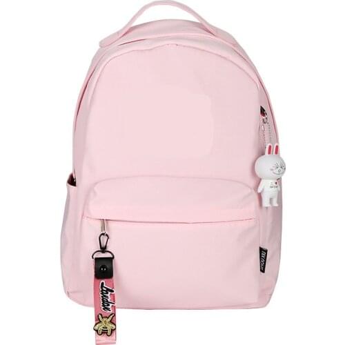 Rabbite Pendant Women Small Backpack Kawaii Travel Bagpack Waterproof Book Bag Pink Back Pack Nylon Cute School Bags Rugzak