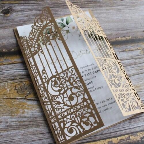 Rural Wedding Invitation Card Marriage Celebration Greetings Customized Text Printing Hollow Craft Paper Multi Colors
