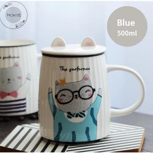 HOMIE Cute Creative Cat Milk Coffee Mug Colorful Water Ceramics Mug Cup Tea Cup Cartoon Kitty Home Office Cup For Fruit Juice