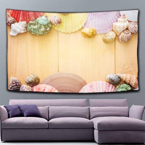 Light Blue Wooden Sea Star Shells Tapestry Sand Beach Tapestries Throw Blanket Home Decor Wall Hanging Tapestry