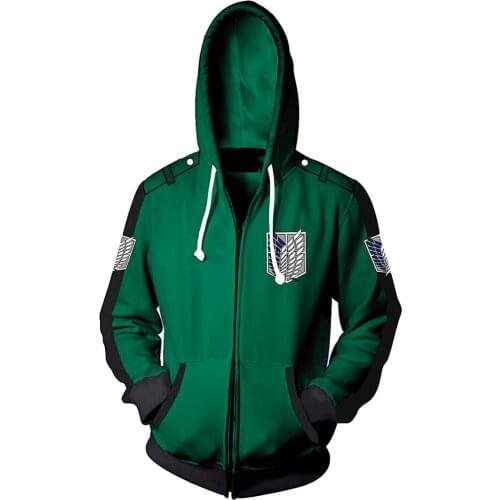 New Anime Attack On Titan Cosplay Costumes 3D Printed Zipper Hoodies Jacket Mikasa Ackerman Men Women Sweatshirts Coat