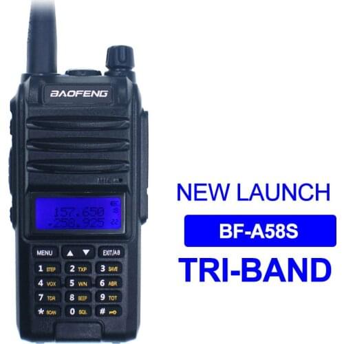 Tri band ham radio comunicador baofeng telsiz VHF UHF 136-174/200-260/400-520MHz BF-A58S FM Portable Two way radi with earpiece