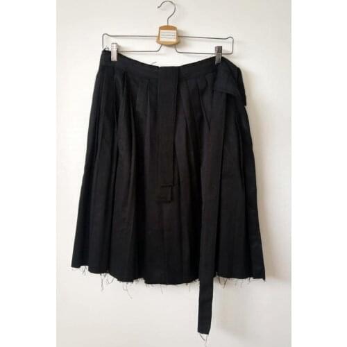 High Street Dark Black Mens Pleats Wrap Skrit // Wear it with Drop Crotch Pants - Handmade / Webbing Ninja Trouser