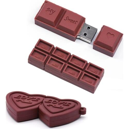 Cartoons Chocolate Usb Flash Drive 64gb 32gb 16gb 8gb Love Pendrive 128gb Heart-shaped Usb Stick Pen Drive Memory Stick U Disk