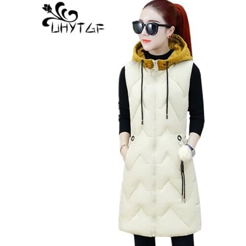 UYTGF female vest 2019 down jacket winter vest Parker women Hooded zipper sleeveless warm coat vests waistcoat chaleco mujer 337