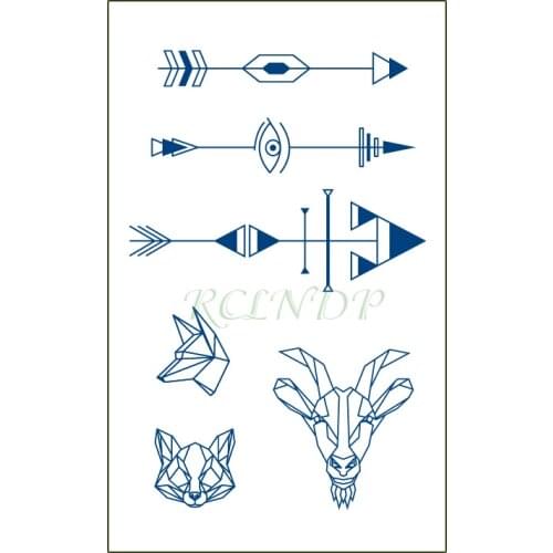 Waterproof Temporary Juice Tattoo Sticker Arrow Eye Triangle Wolf Lasting Tattoos Flash Tatoo Fake Tatto Art for Men Women